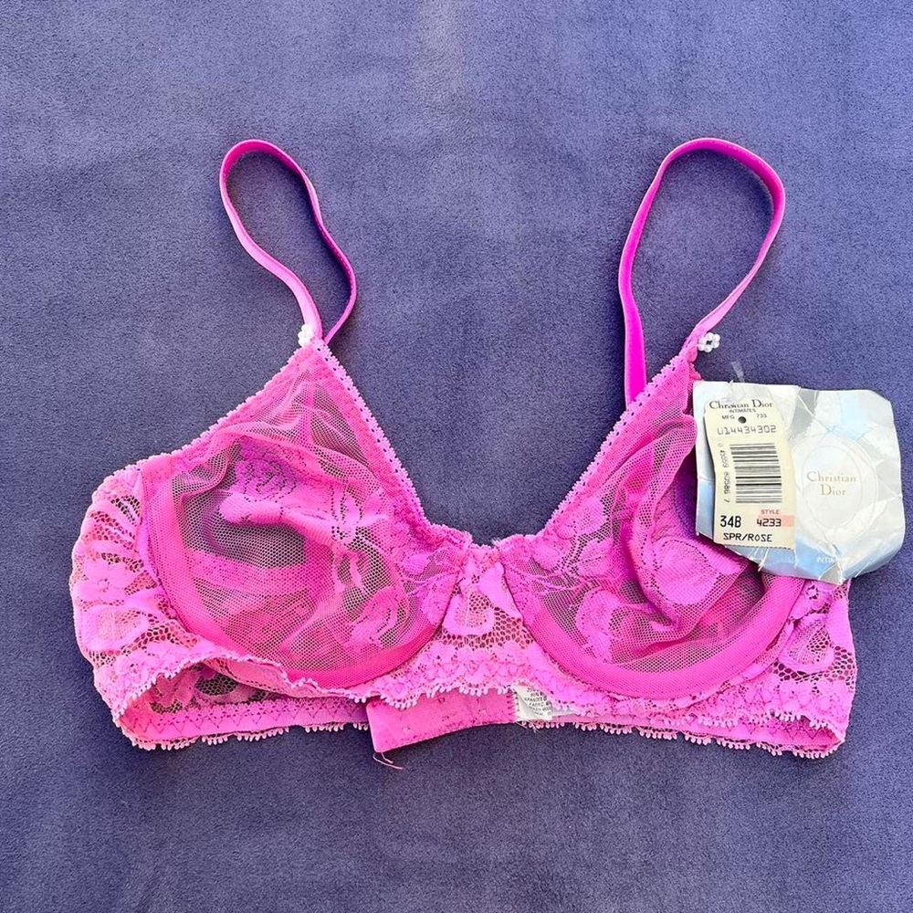 Christian Dior vintage lace balconette bra in pink
